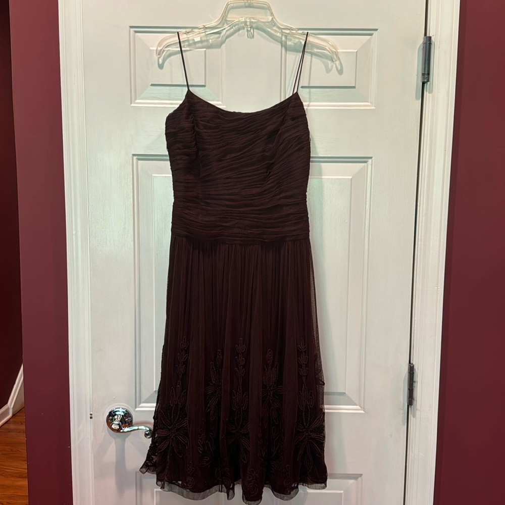 Brown Carmen Marc Valvo gown